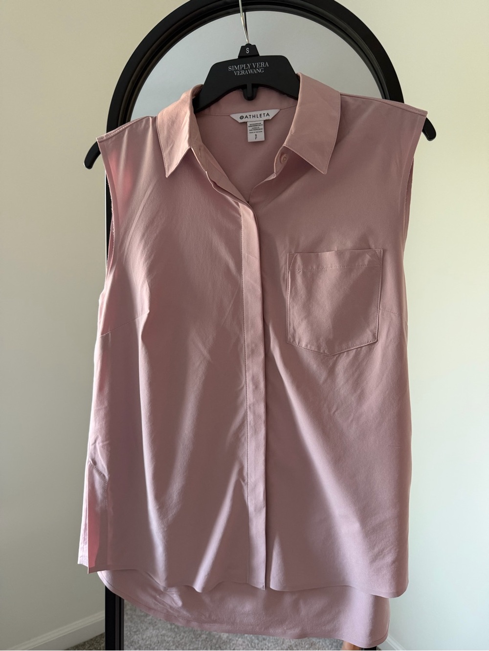 Athleta Sleeveless Button-Front Blouse - Dusty Rose Size Small